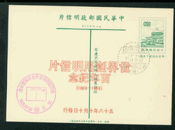 PCC-20 Centennial of First Taiwan Postcard with Commemorative Cancel