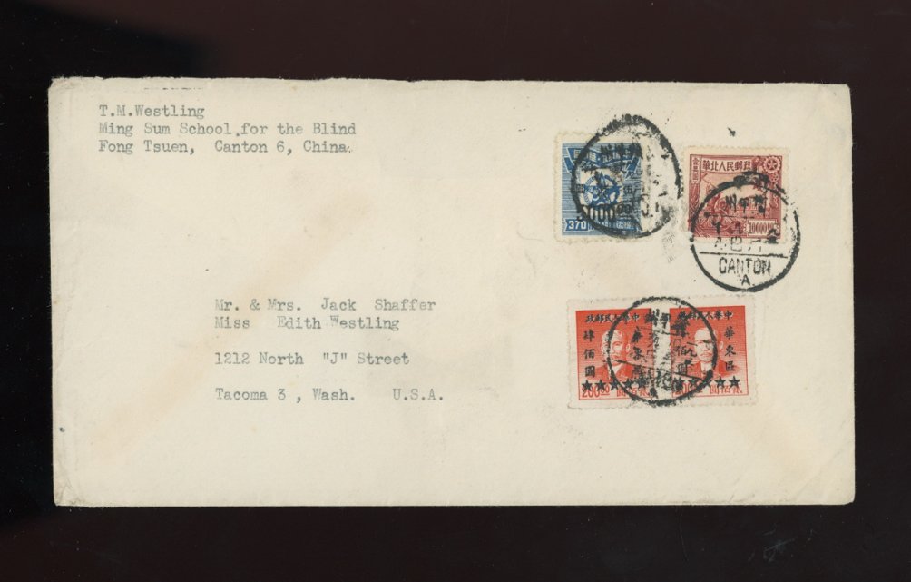 1950 April 9, Canton, Kwangtung, to USA, with CC117, EC458 and NC413