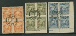 Sinkiang Province - 70-72 short set in blocks of four with Tihwa May 21, 1928 cds