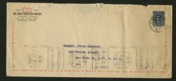 1946 April 27 Canton $30 surface to USA with Canton roller cancel, "Buy one stamp for the entire postage." "Affix stamp on left on vertical cover and on right on horizontal cover."