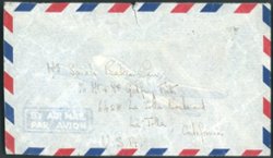 1949 Jan. 12 Nanjing, Jiangsu, Gold Yuan $40 airmail cover to La Jolla, CA, franked with Sc. 866 (4), 870 (4), cover creased, somewhat roughly opened. (2 images)