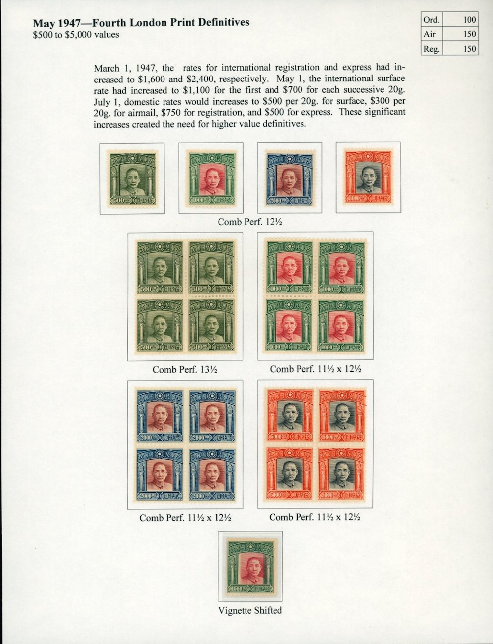 737-40 CSS1131-34 set in original perforation and the perforation varieties