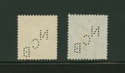 Perfin - pair of "NCB" (2 images)