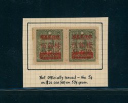 Kwangsi variety CSS variety, pair of unissued surcharge 5c on $20,000 on 50c in red, Wm. E. Jones collection