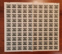 933 CSS 1333 in full sheet of 100, folded vertically, some creases in selvage, some separation (too large for scanner)