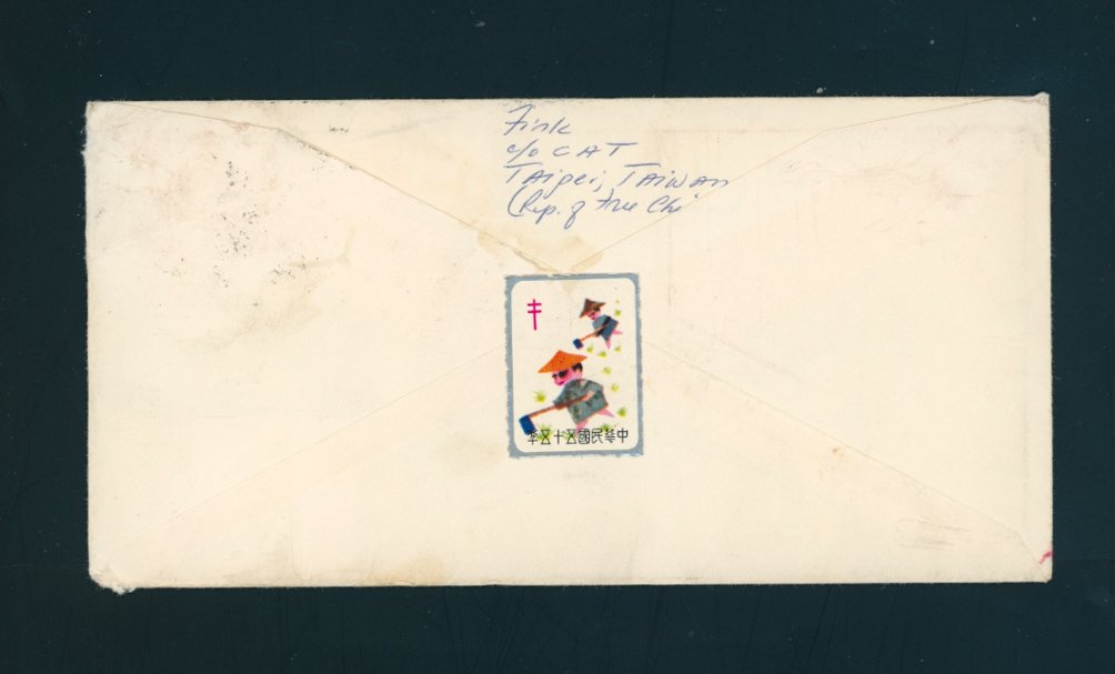 1965 cover to USA with TB seal (2 images)