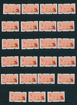 Frama Vending Machine Labels FL27 group of 23 SPECIMENS with different numbers