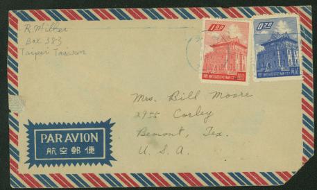 1960, Mar. 4 Taipei to USA Blue Cancel